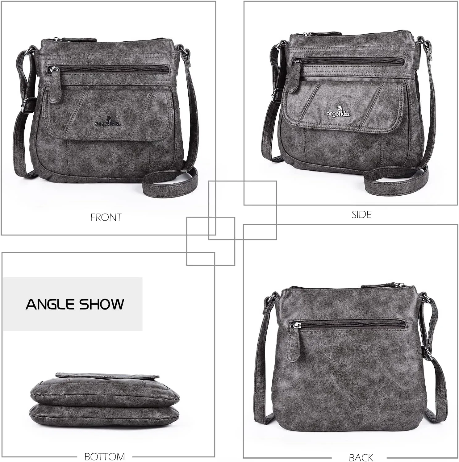 Angel Kiss Crossbody Bags for Women PU Leather Shoulder Handbag Ladies Purses and Handbag with adjustable Strap