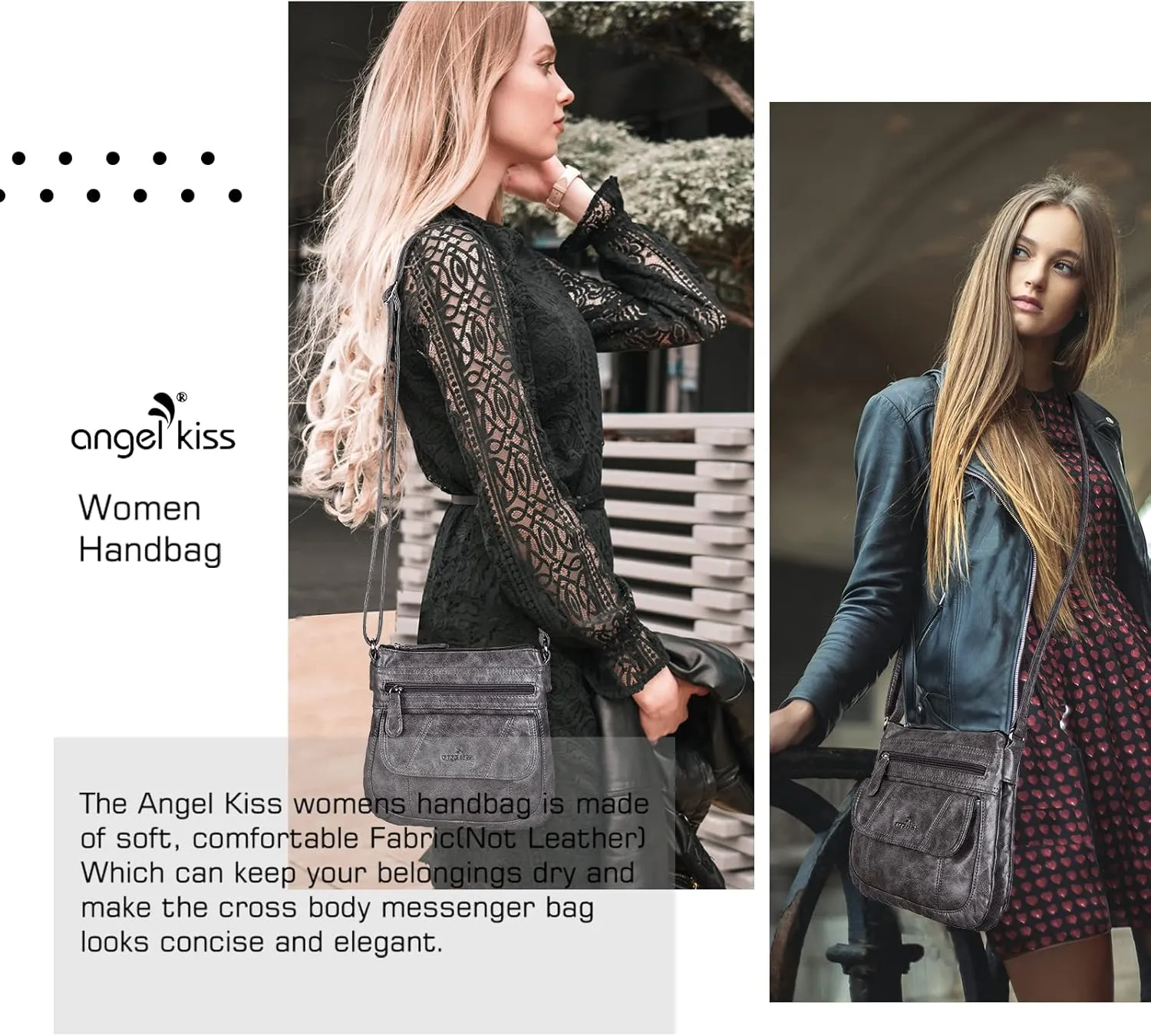 Angel Kiss Crossbody Bags for Women PU Leather Shoulder Handbag Ladies Purses and Handbag with adjustable Strap
