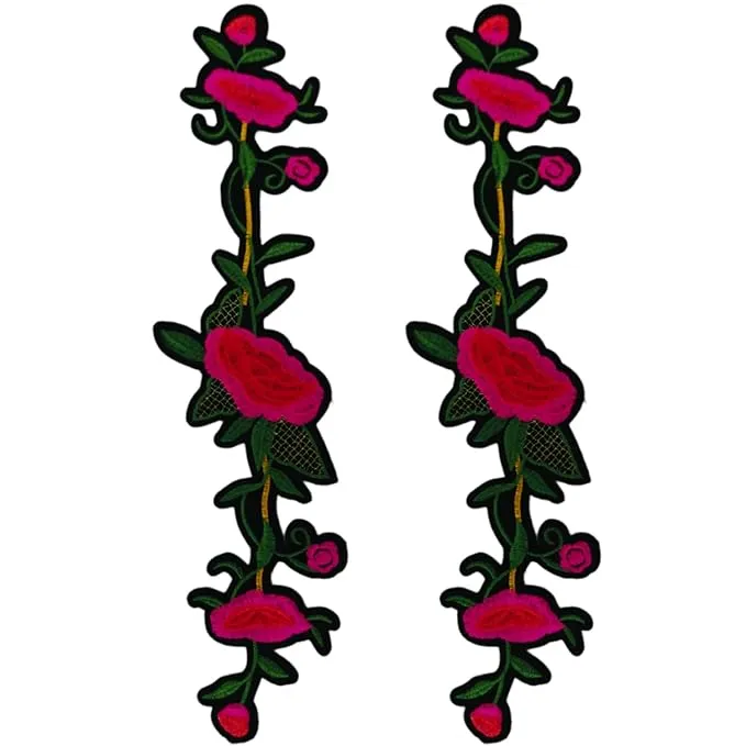 Ani Accessories Embroidery Red Lily Flower Patch for Women's Clothing