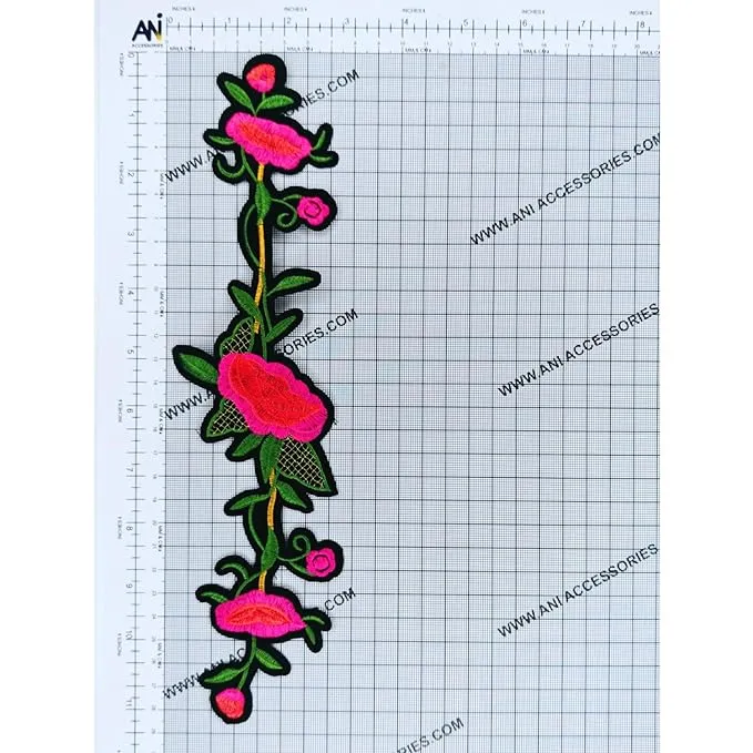 Ani Accessories Embroidery Red Lily Flower Patch for Women's Clothing