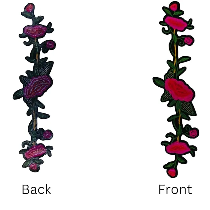Ani Accessories Embroidery Red Lily Flower Patch for Women's Clothing