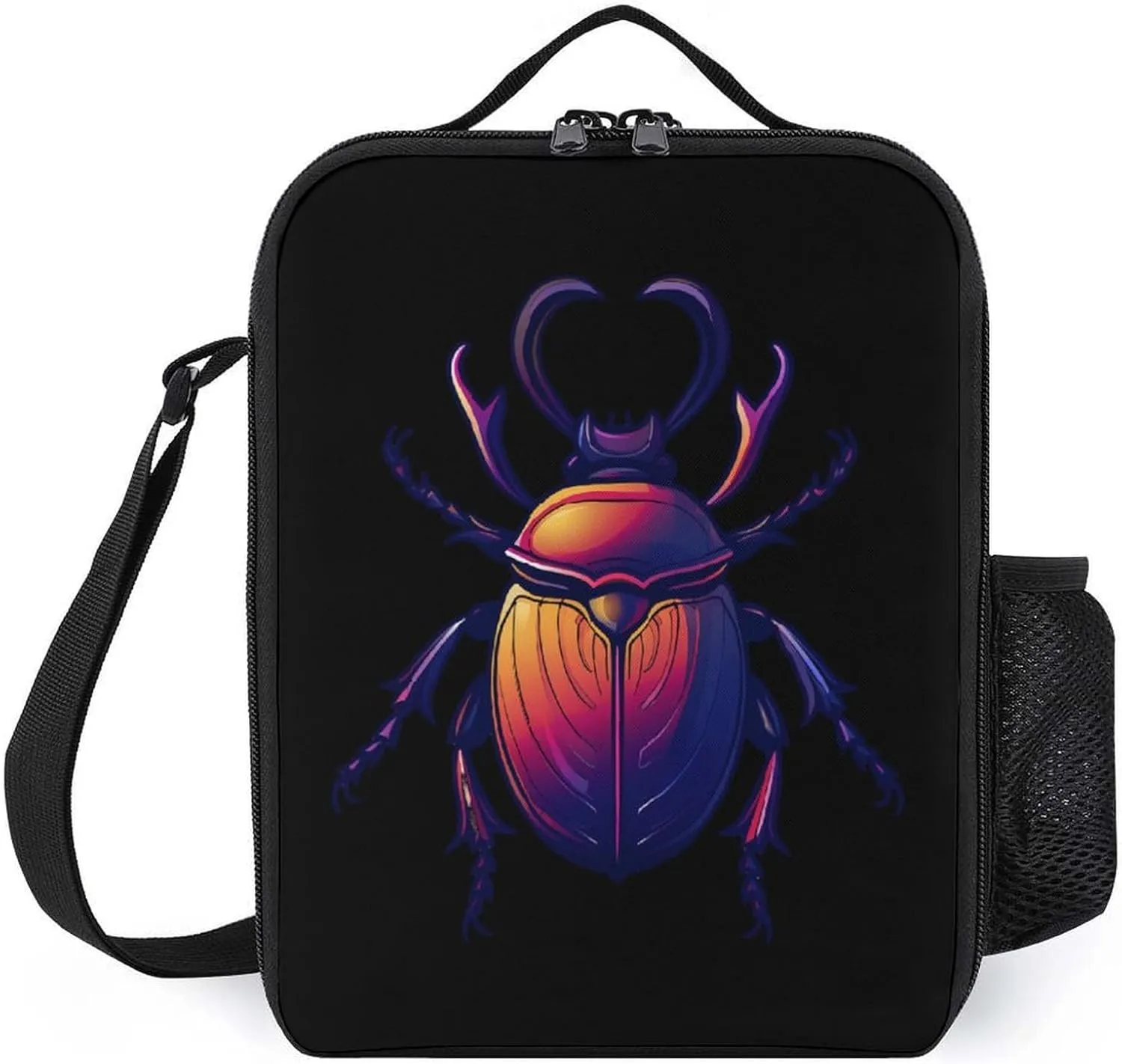 Animal Beetle Insect Occult Bug Insulated Lunch Bag Reusable Lunch Box Tote Bag Container with Adjustable Shoulder Strap