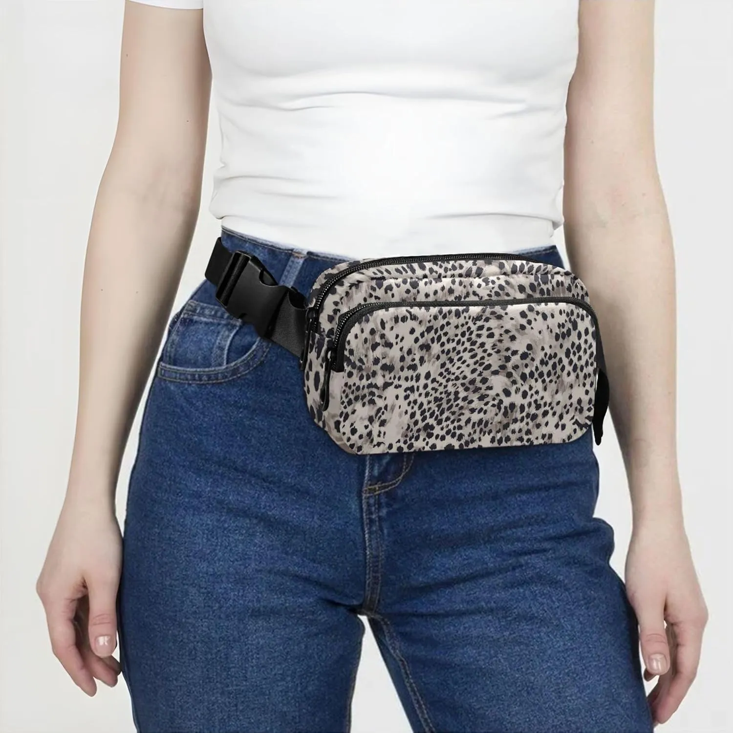 Animal Skin Leopard Print Waterproof Women Fanny Pack Hip Pack Belt Pouch Pattern Crossbody Waist Pack