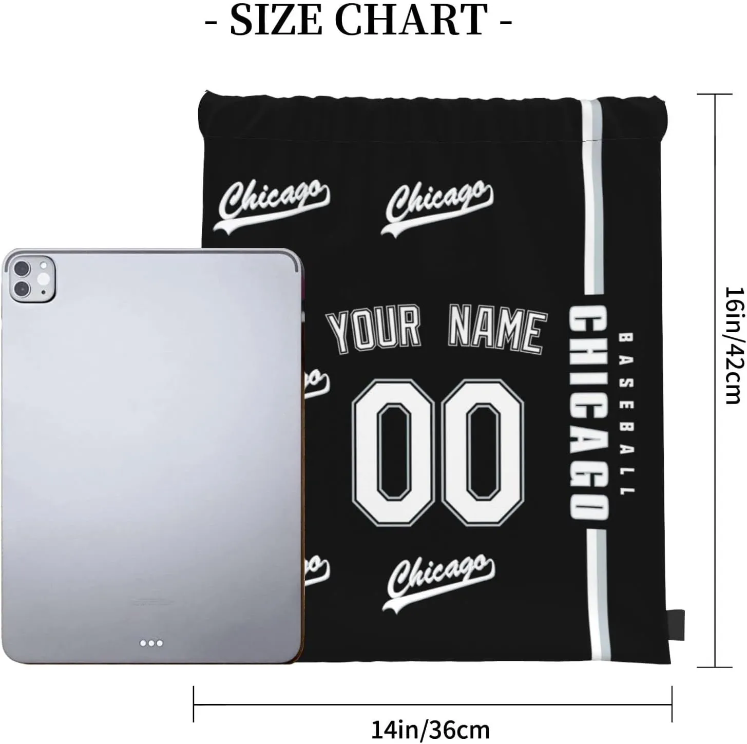 ANTKING Chicago Drawstring Bags Backpack Custom any Name and Number for Men Women Boy Gifts
