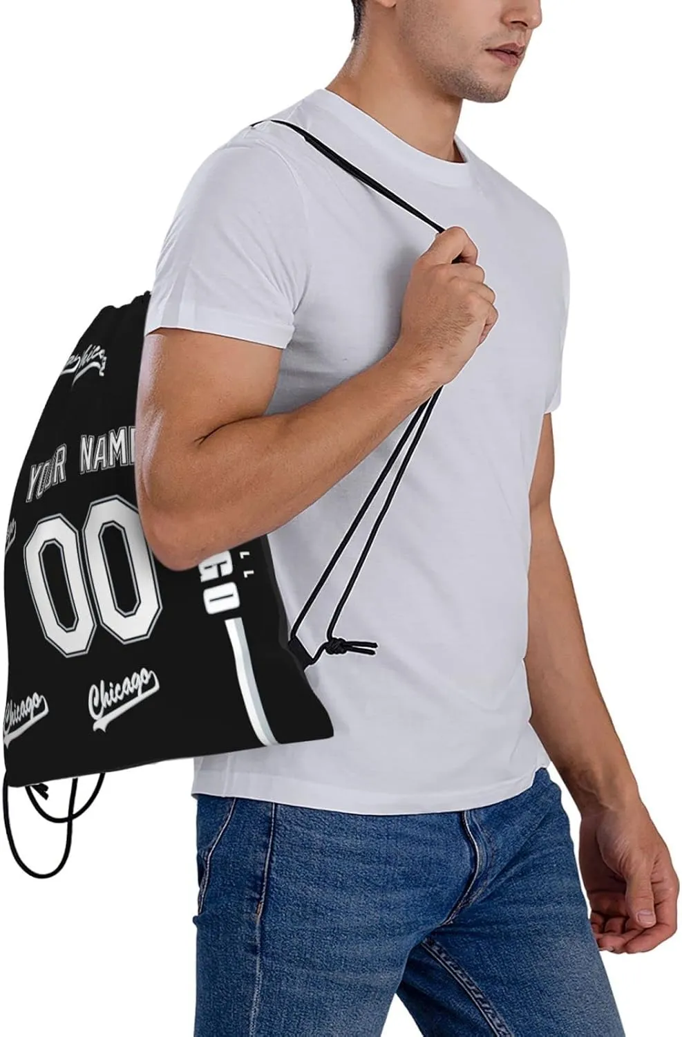 ANTKING Chicago Drawstring Bags Backpack Custom any Name and Number for Men Women Boy Gifts