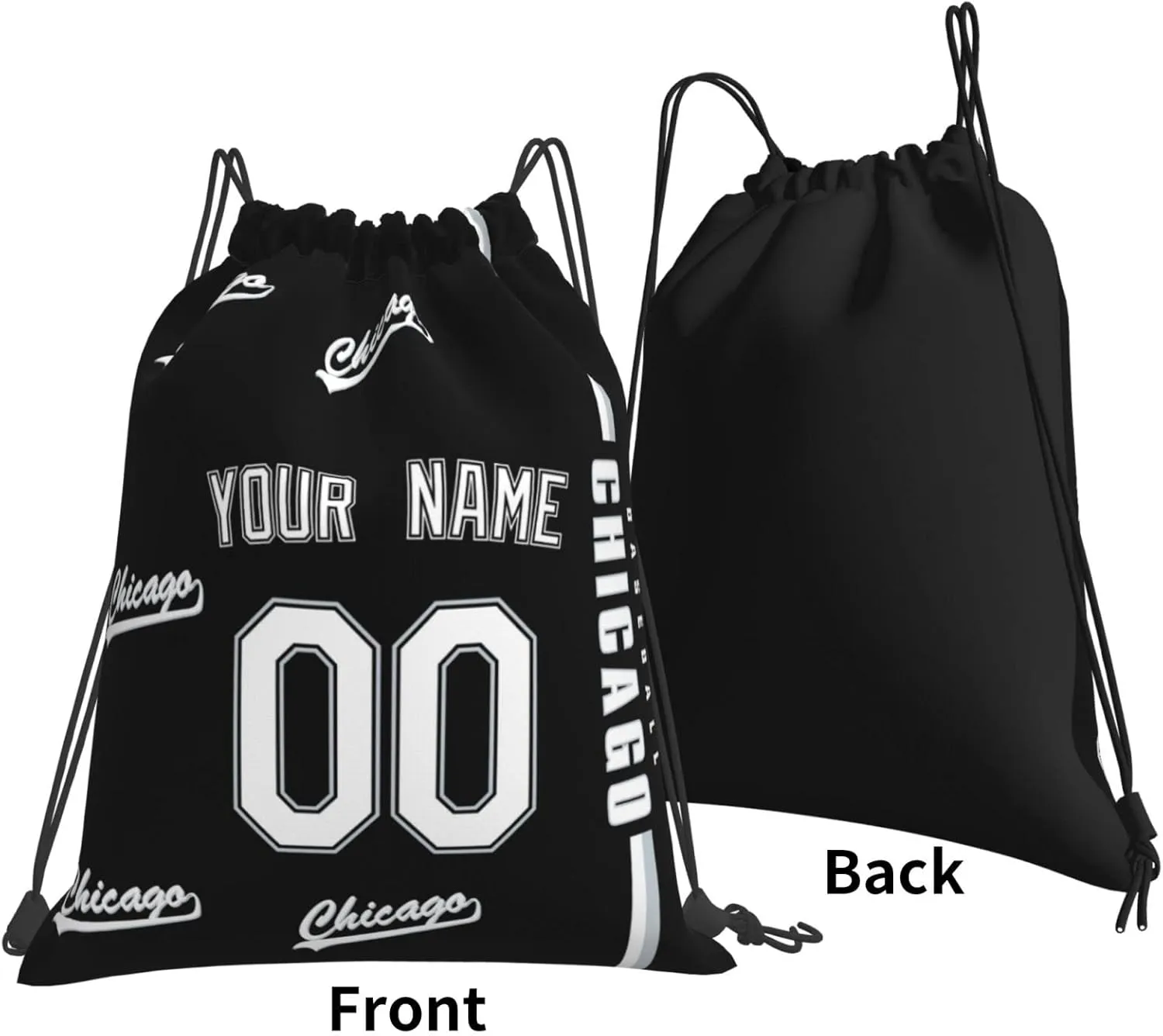 ANTKING Chicago Drawstring Bags Backpack Custom any Name and Number for Men Women Boy Gifts