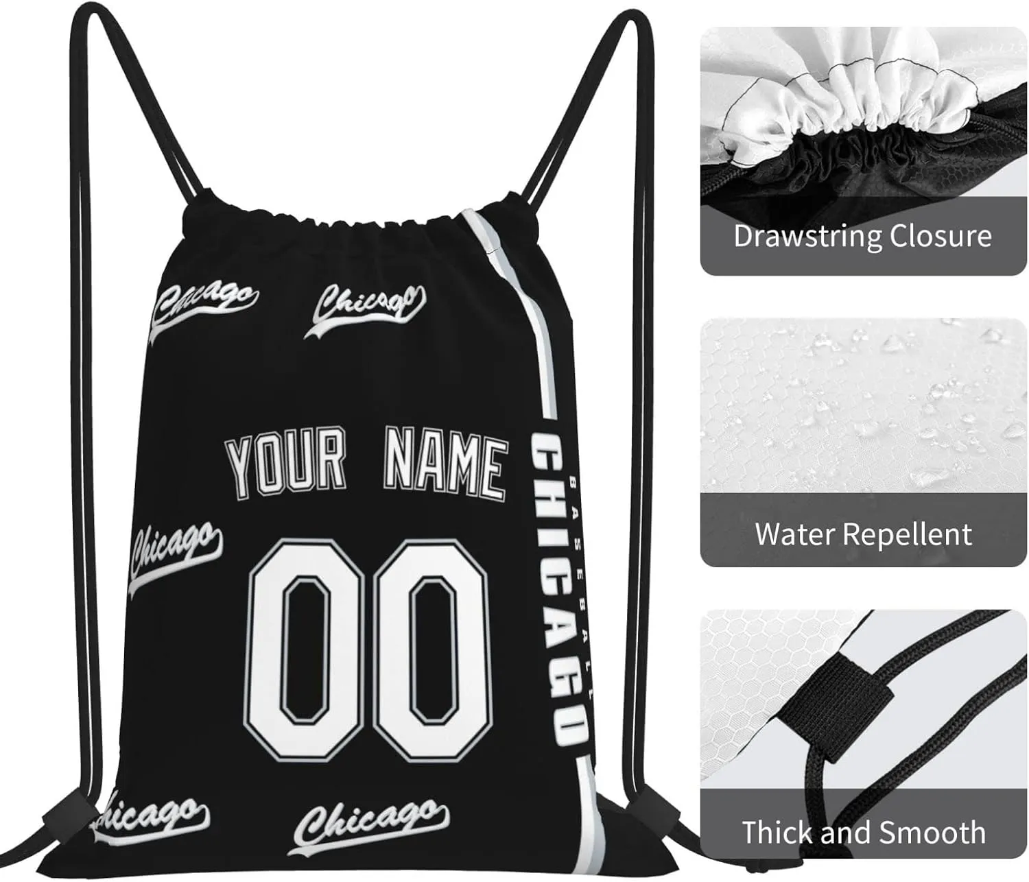 ANTKING Chicago Drawstring Bags Backpack Custom any Name and Number for Men Women Boy Gifts