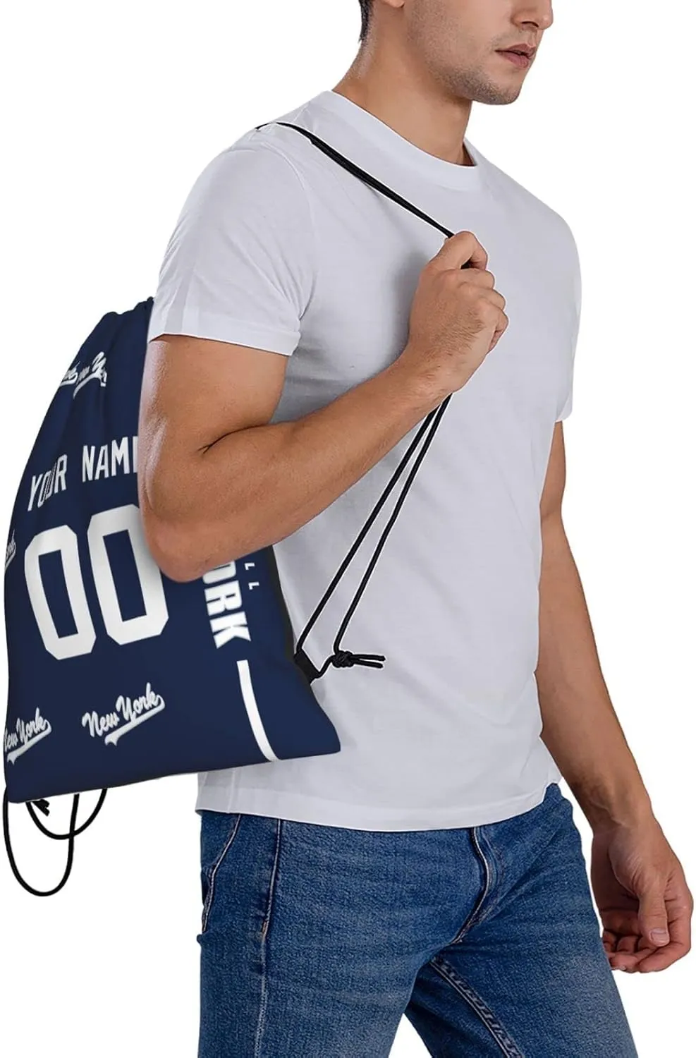 ANTKING New York Drawstring Bags Backpack Custom any Name and Number for Men Women Boy Gifts 14" X 16"