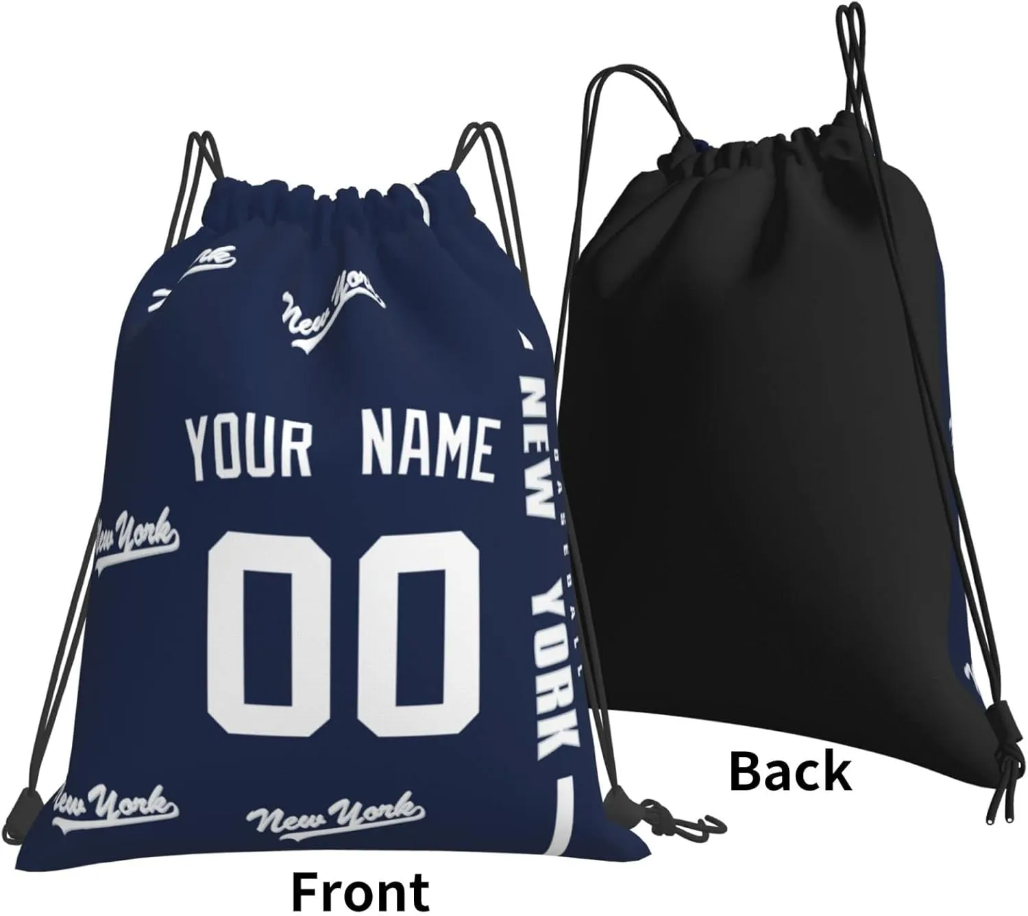 ANTKING New York Drawstring Bags Backpack Custom any Name and Number for Men Women Boy Gifts 14" X 16"