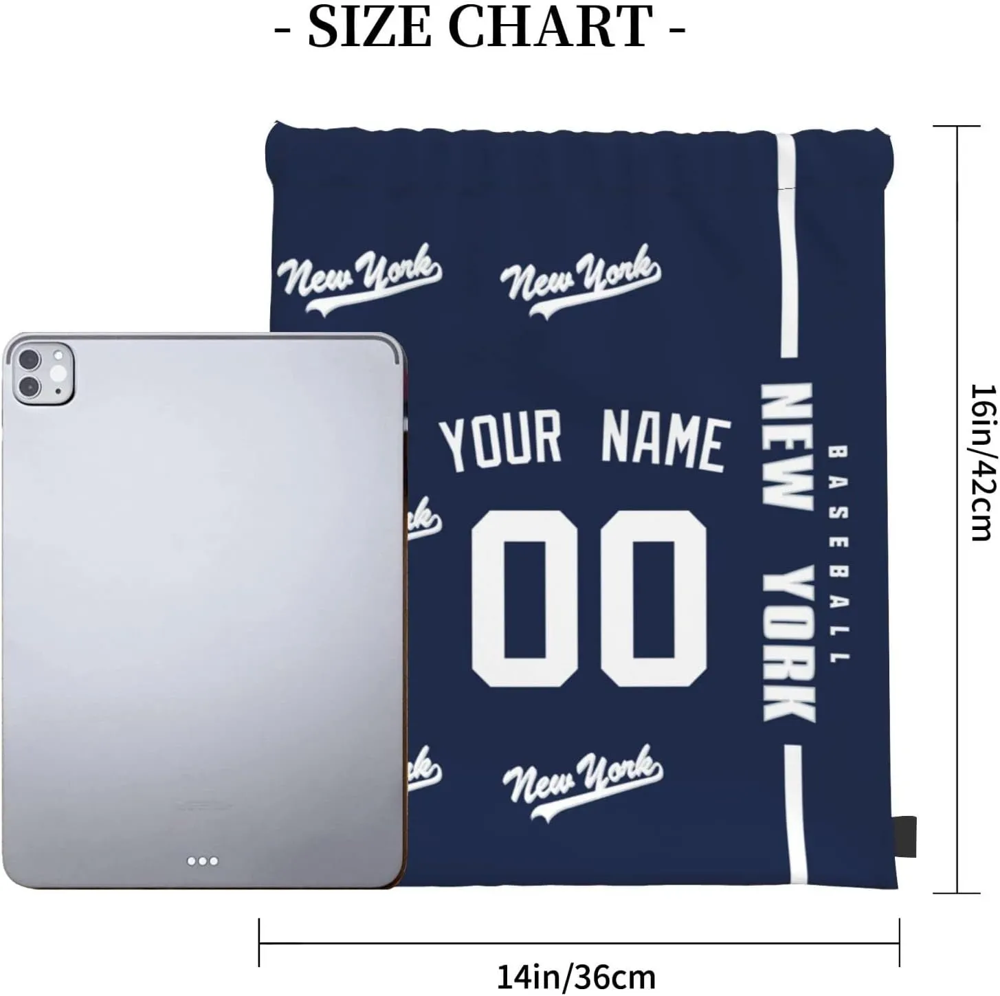 ANTKING New York Drawstring Bags Backpack Custom any Name and Number for Men Women Boy Gifts 14" X 16"