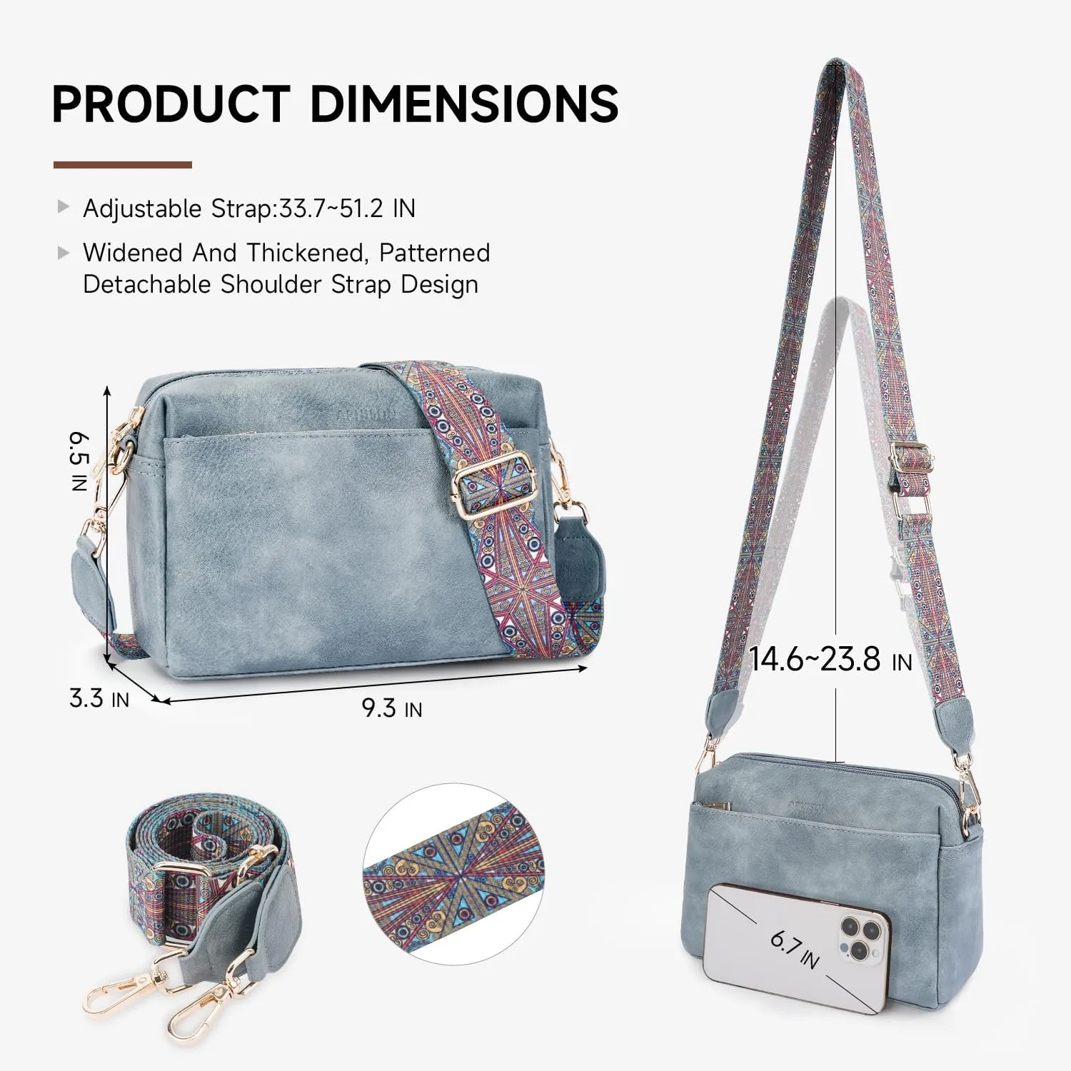 APHISON Small Crossbody Bags for Women, Triple Zip Crossbody Cell Phone Purse Shoulder Handbags with Adjustable Strap