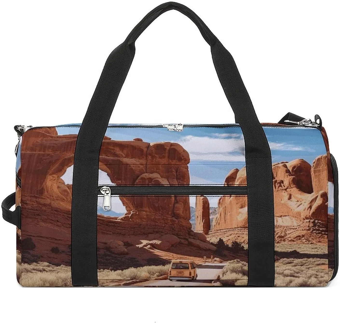 Arches National Park Entrance Gym Bag Travel Duffel Bags for Men Women Large Weekender Bags Carry On Overnight Duffle Bag with Shoe Compartment for Workout