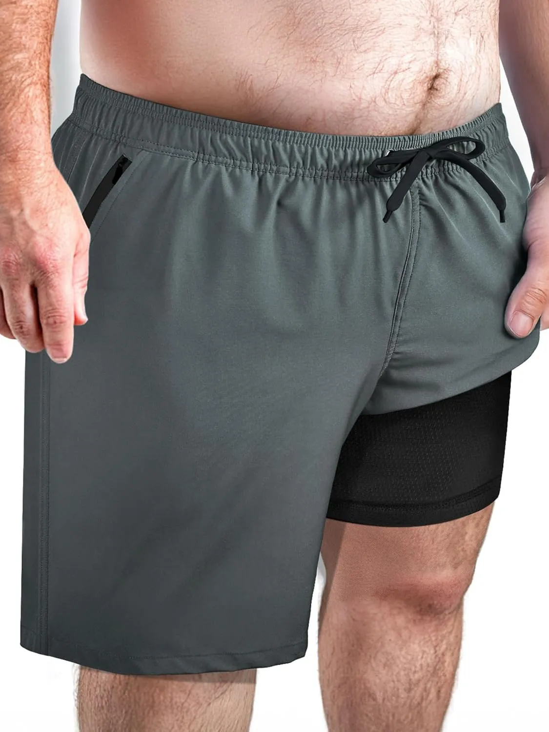 Arcweg Men's Big & Tall Swim Trunks - Quick Dry Board Shorts with Compression Liner & Zipper Pockets (2X-6X)