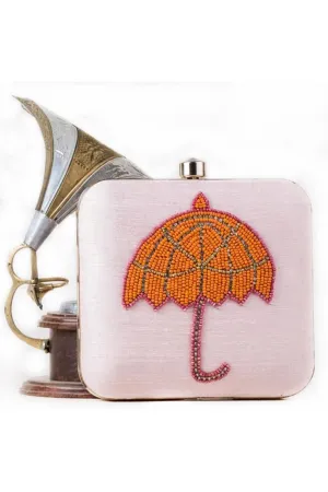Art Silk Pink Color Delicate Clutch Purses For Function
