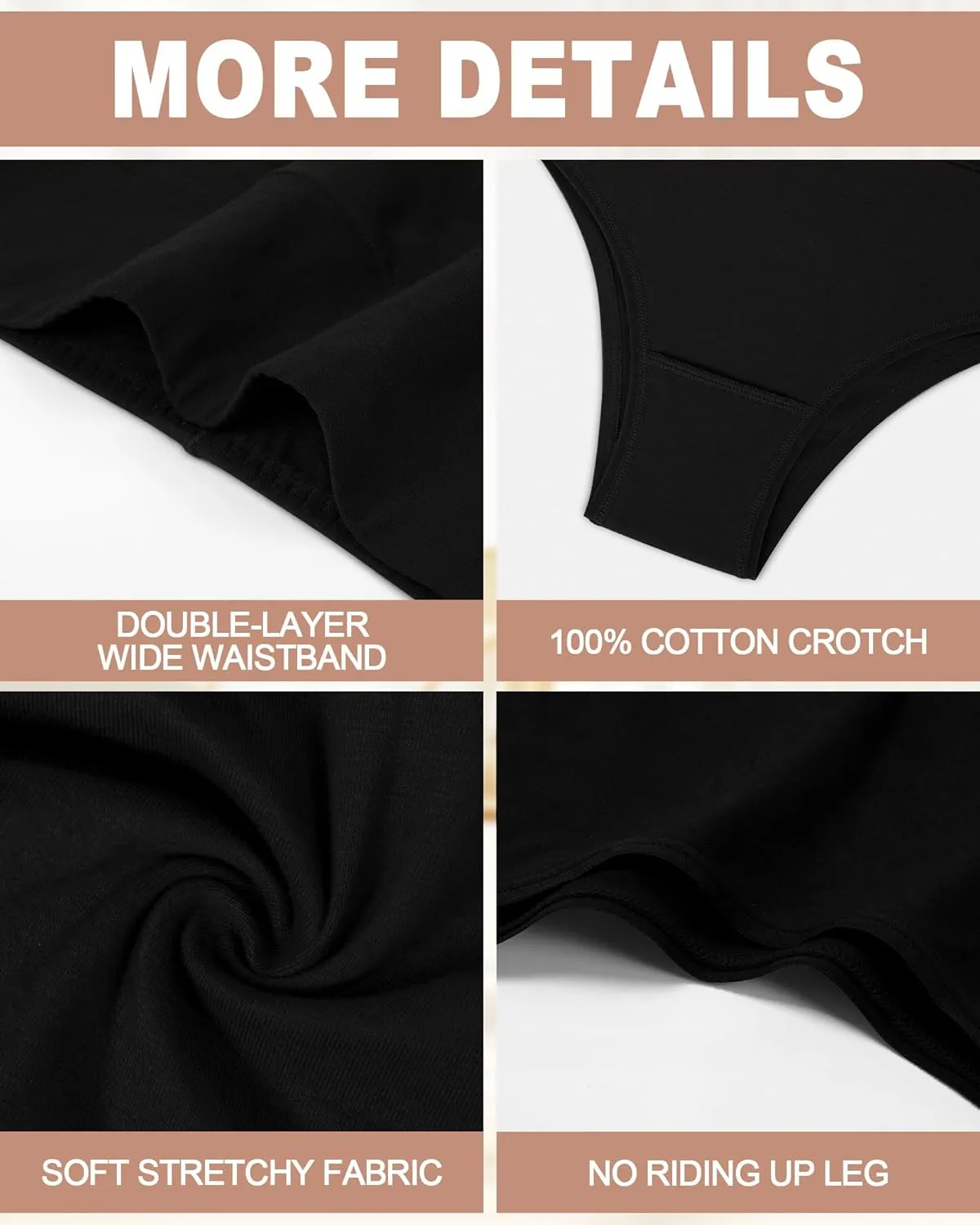 ASIMOON High Waisted Bikini Underwear for Women Tummy Control Cotton Panties Soft Stretch No Show Cheeky Panty