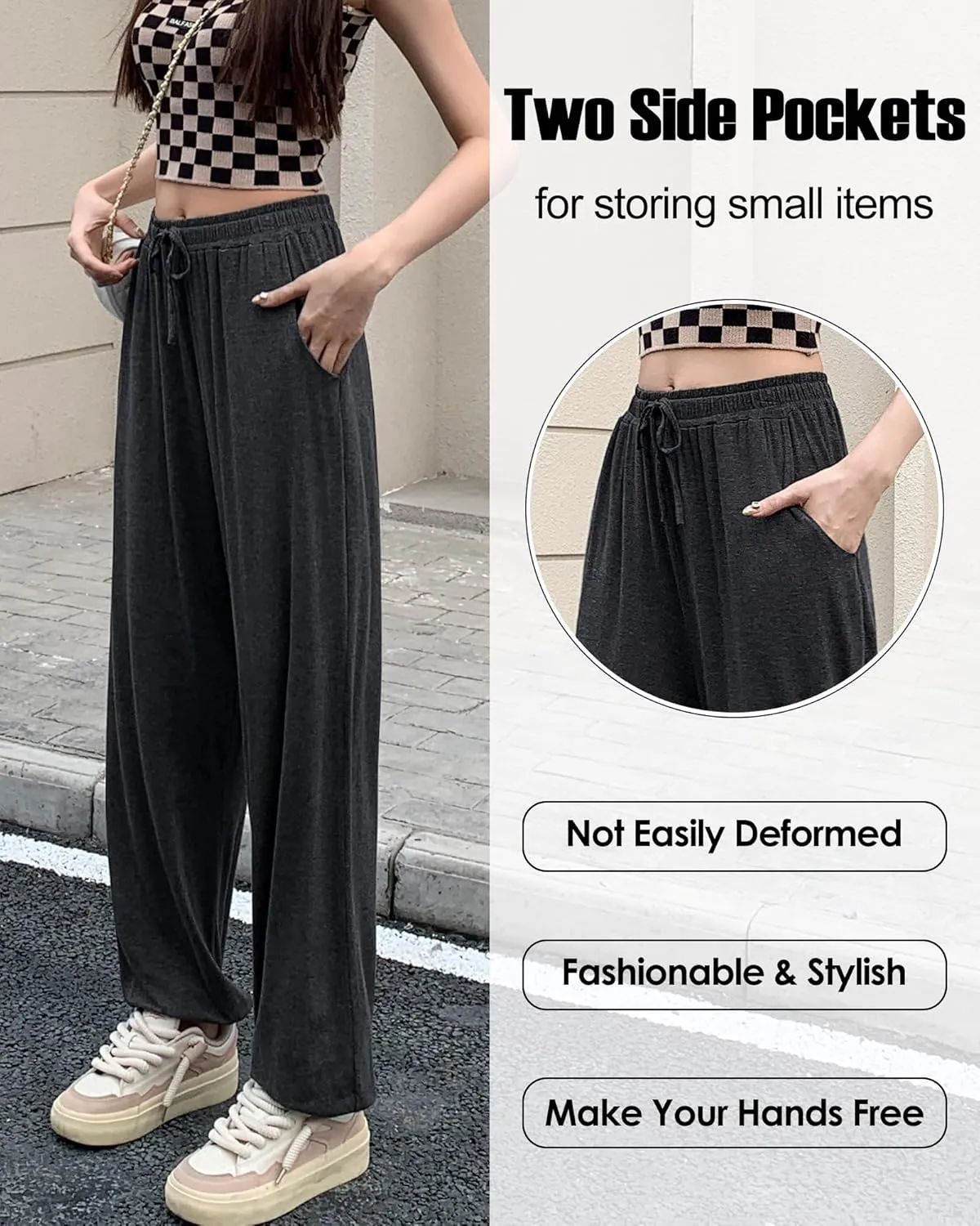 ASIMOON Sweatpants Women with Pockets Loose Lightweight Stretch Yoga Lounge Pants Comfy Drawstring Workout Jogging Pants