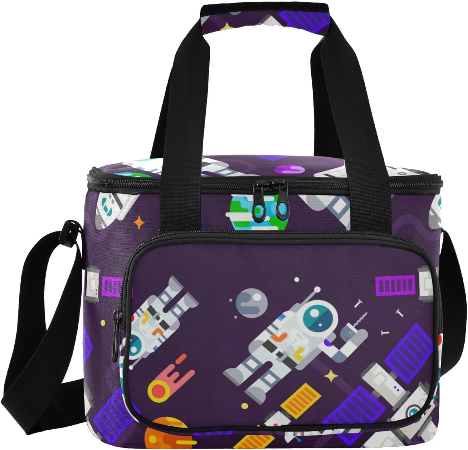 Astronauts and Spacecraft Space Planets Lunch Bag Women Men, Insulated Lunch Box Leakproof Cooler Food Lunch Containers for Work Picnic Beach Travel