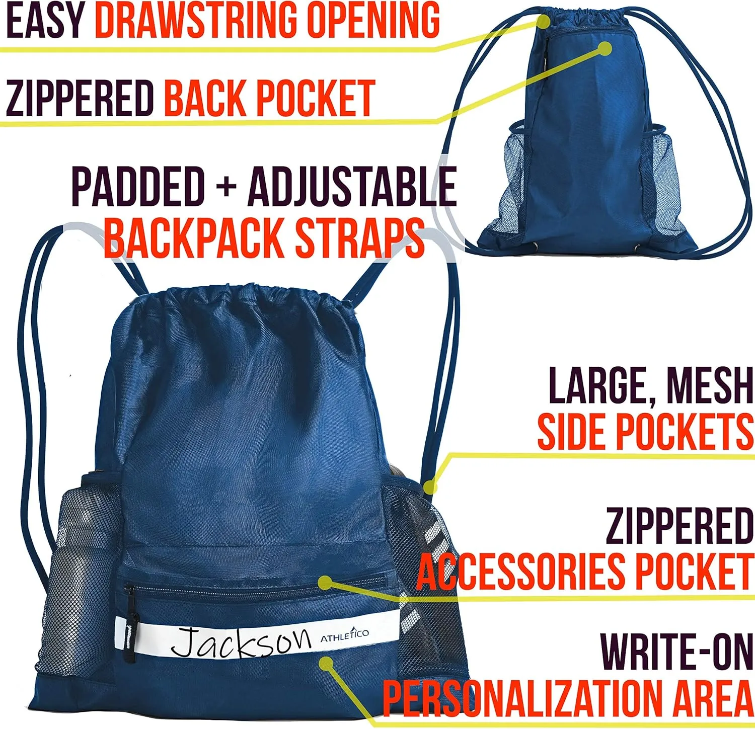 Athletico Drawstring Soccer Bag - Soccer Backpack For Boys or Girls Can Also Carry Basketball or Volleyball