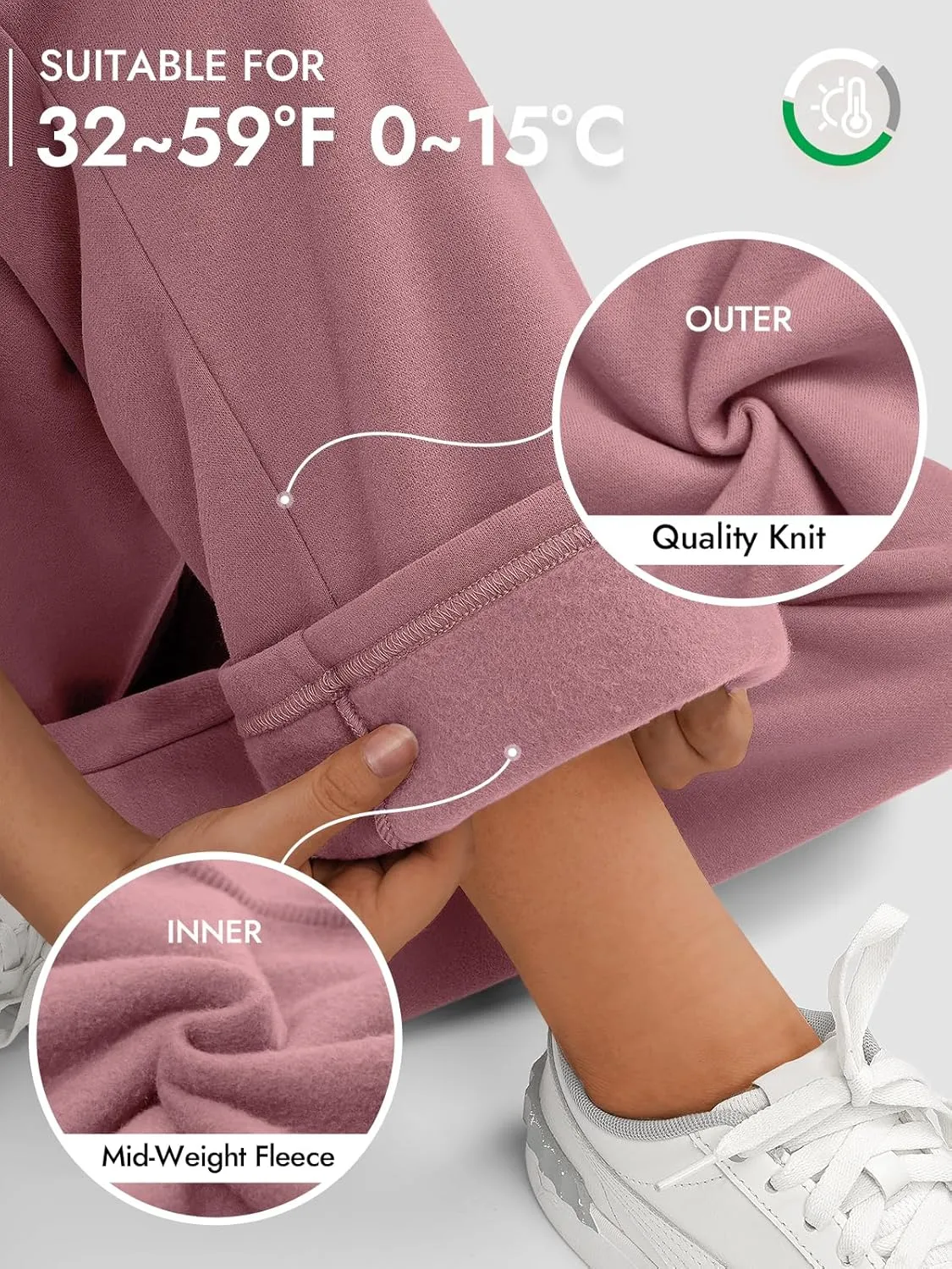 ATHMILE Womens Sweatpants 2025 Baggy Wide Fleece Lined Straight Leg Pants