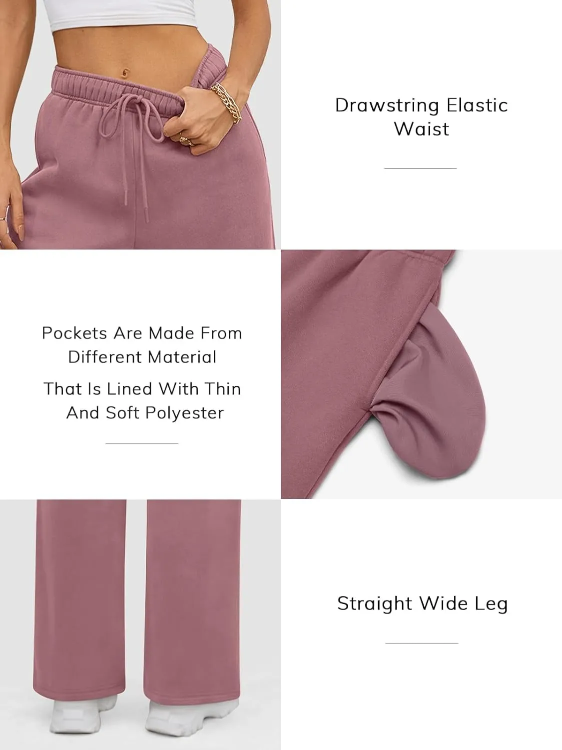 ATHMILE Womens Sweatpants 2025 Baggy Wide Fleece Lined Straight Leg Pants