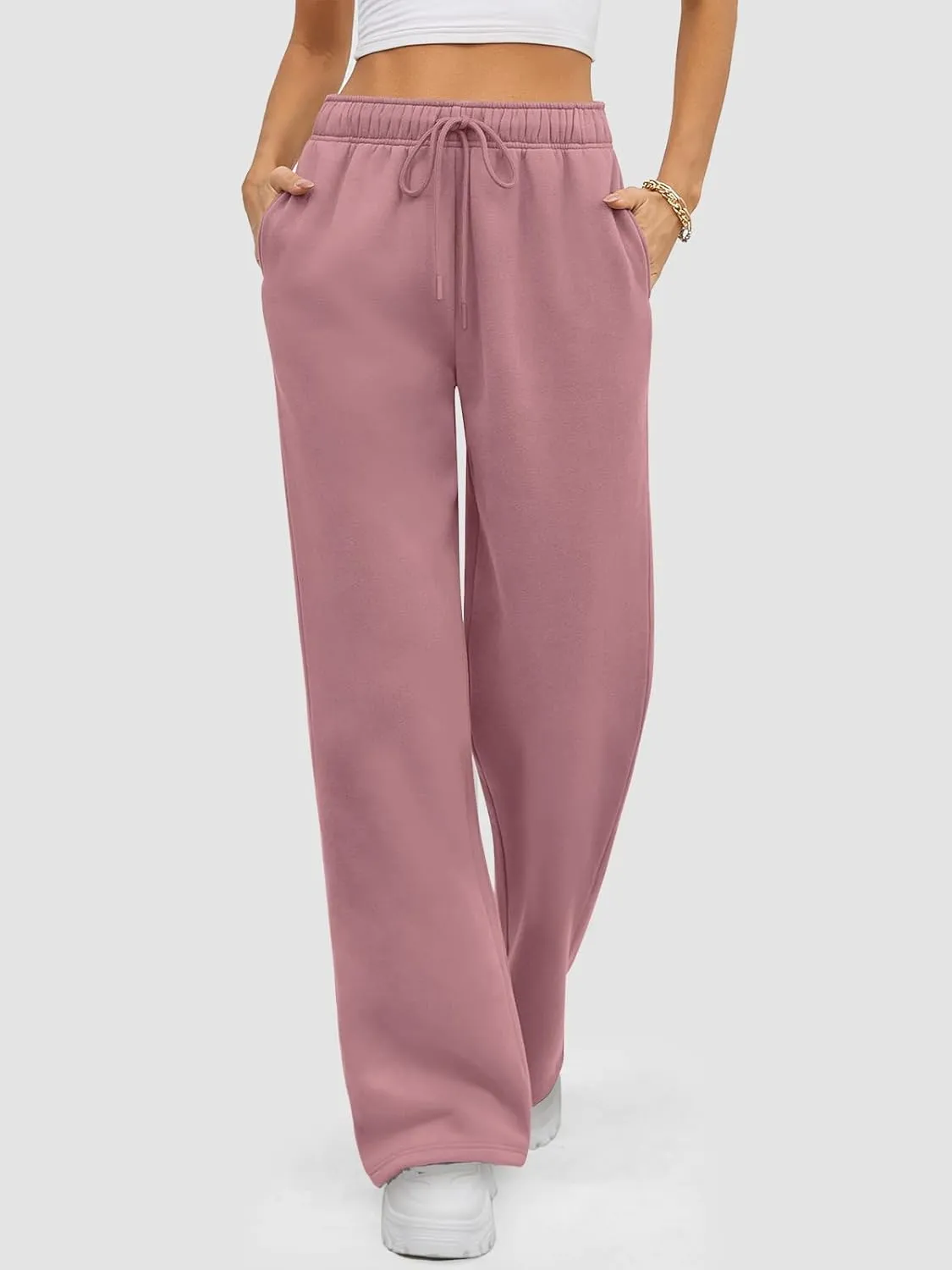 ATHMILE Womens Sweatpants 2025 Baggy Wide Fleece Lined Straight Leg Pants