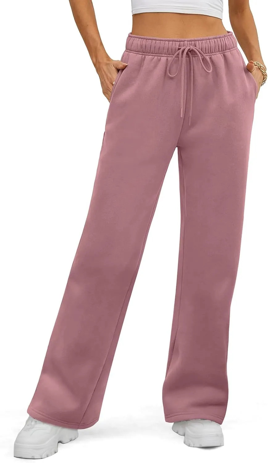 ATHMILE Womens Sweatpants 2025 Baggy Wide Fleece Lined Straight Leg Pants