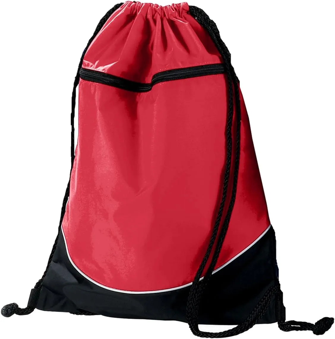 Augusta Sportswear Tri-Color Drawstring Backpack, Red/Black/White, Medium