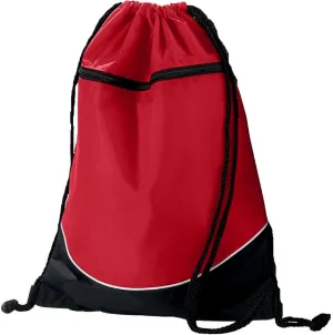 Augusta Sportswear Tri-Color Drawstring Backpack, Red/Black/White, Medium