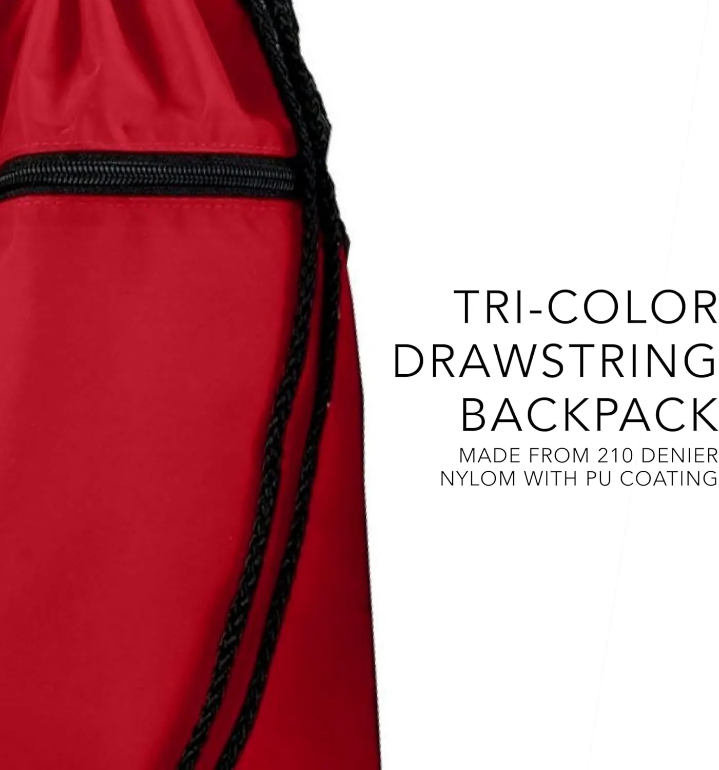 Augusta Sportswear Tri-Color Drawstring Backpack, Red/Black/White, Medium