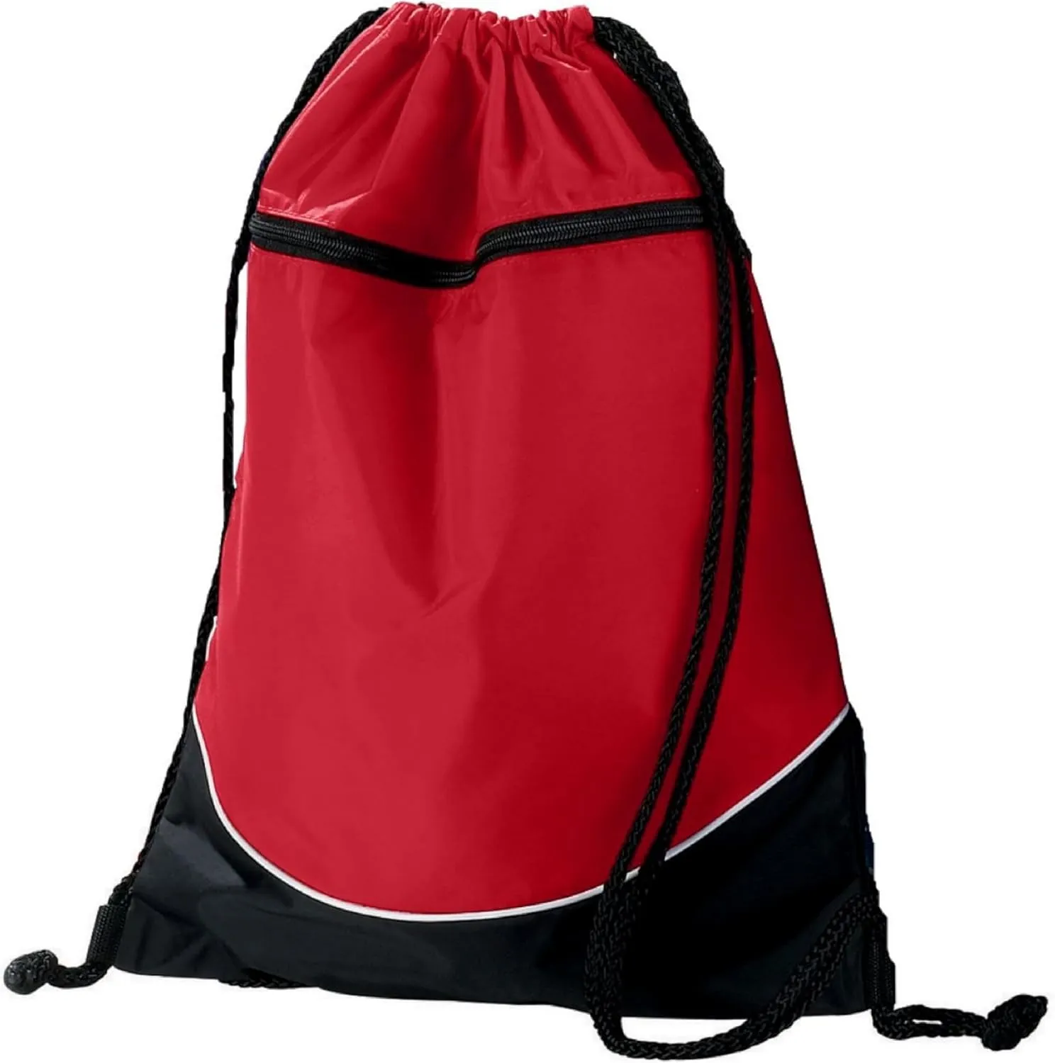 Augusta Sportswear Tri-Color Drawstring Backpack, Red/Black/White, Medium