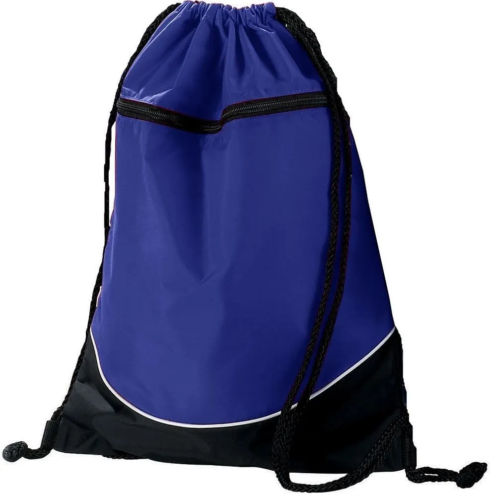 Augusta Tri-Color Drawstring Backpack OS PURPLE/ BLK/ WHT