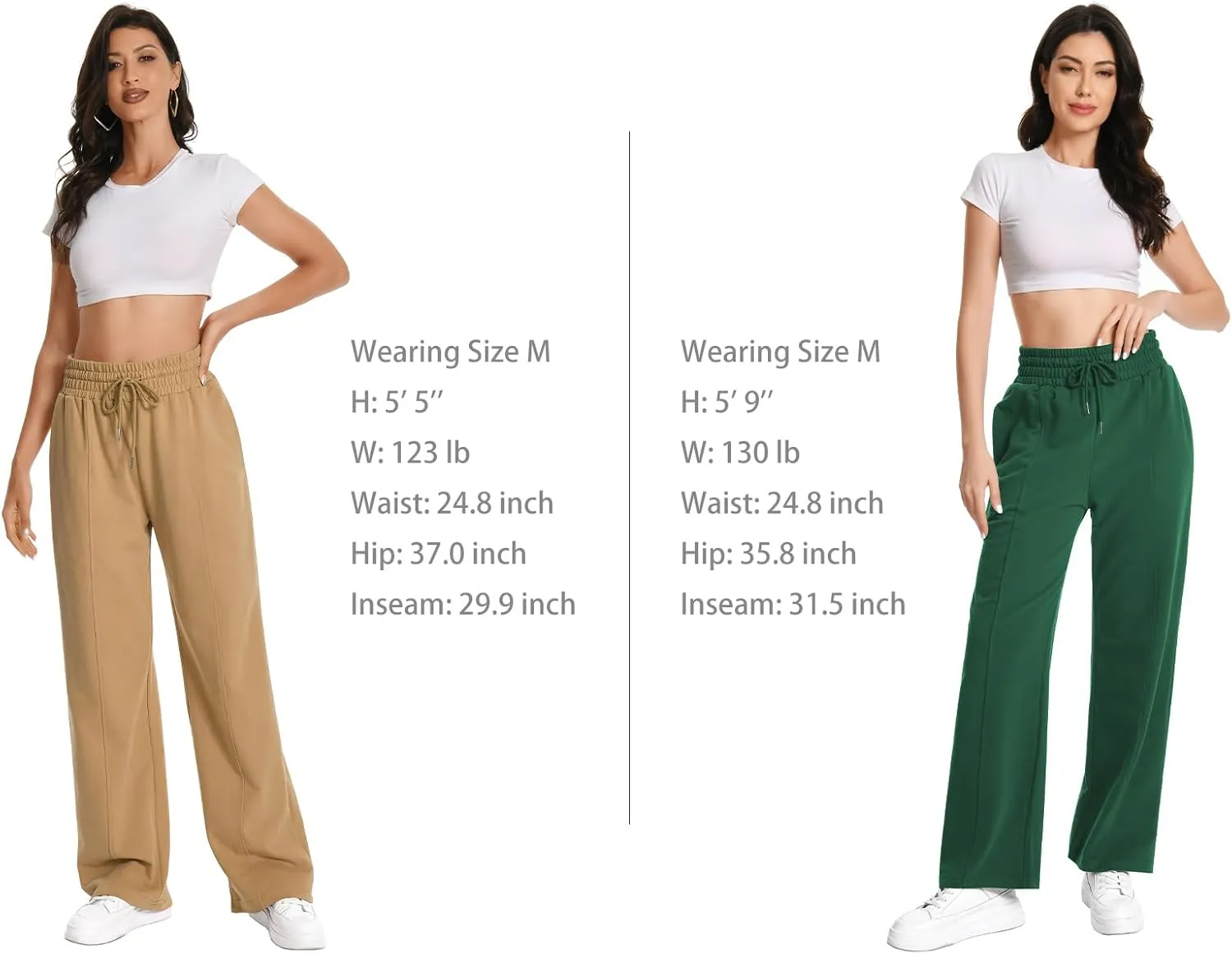 Auriviz Womens High Waisted Drawstring Sweatpants Straight Leg Pants Side Hidden Pockets Sweat Pants 30‘’ Inseam