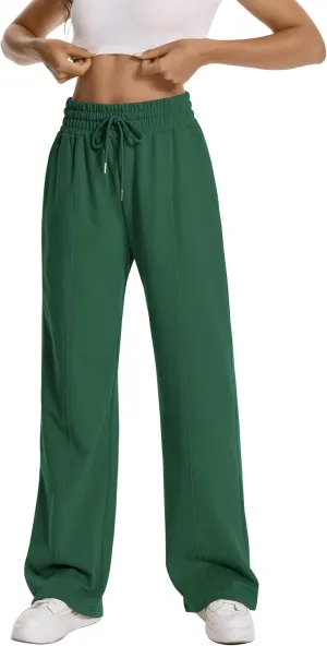 Auriviz Womens High Waisted Drawstring Sweatpants Straight Leg Pants Side Hidden Pockets Sweat Pants 30‘’ Inseam