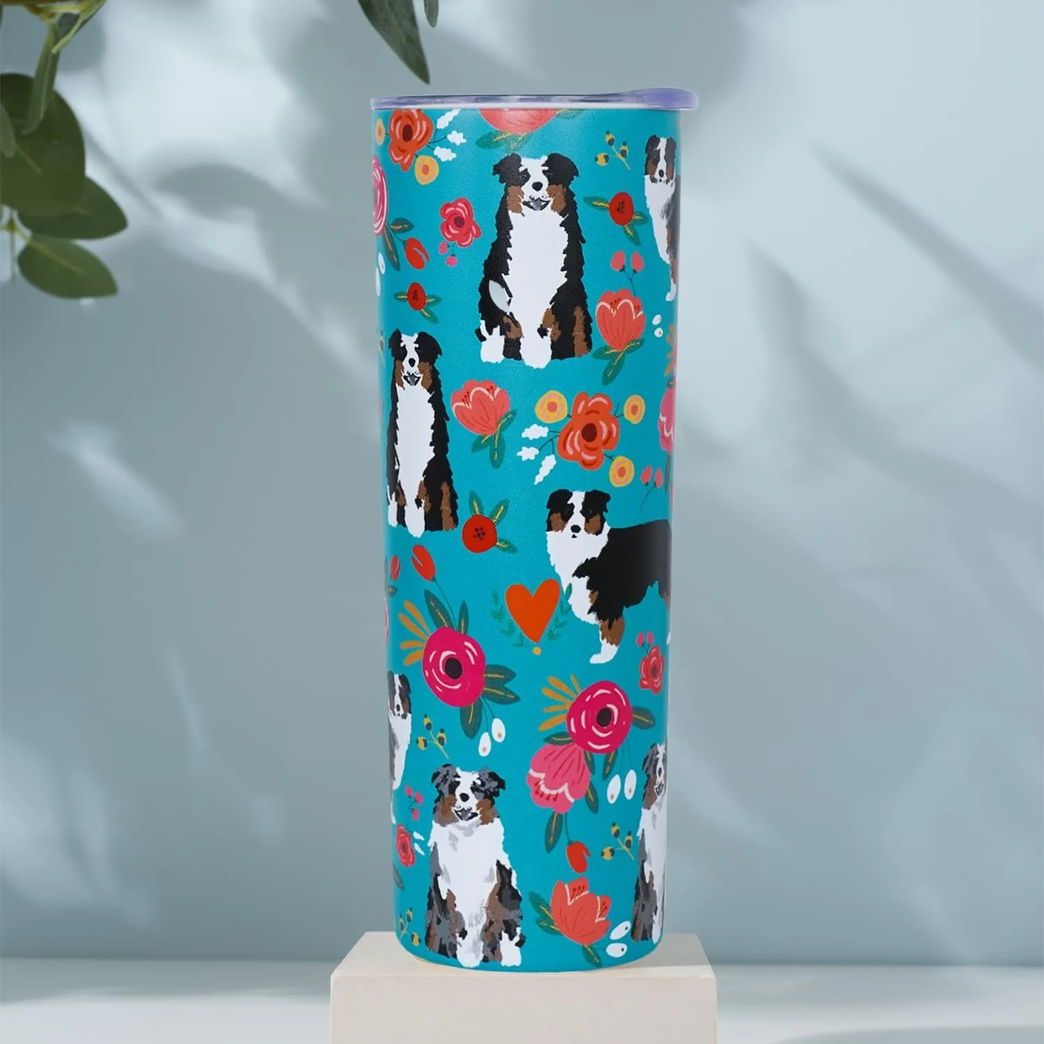 Australian Shepherd Gifts for Women Cute Dog Tumbler Coffee Cup for Women Australian Shepherd Travel Mug 20 Oz Stainless Steel Insulated Water Bottle With Lid and Straw