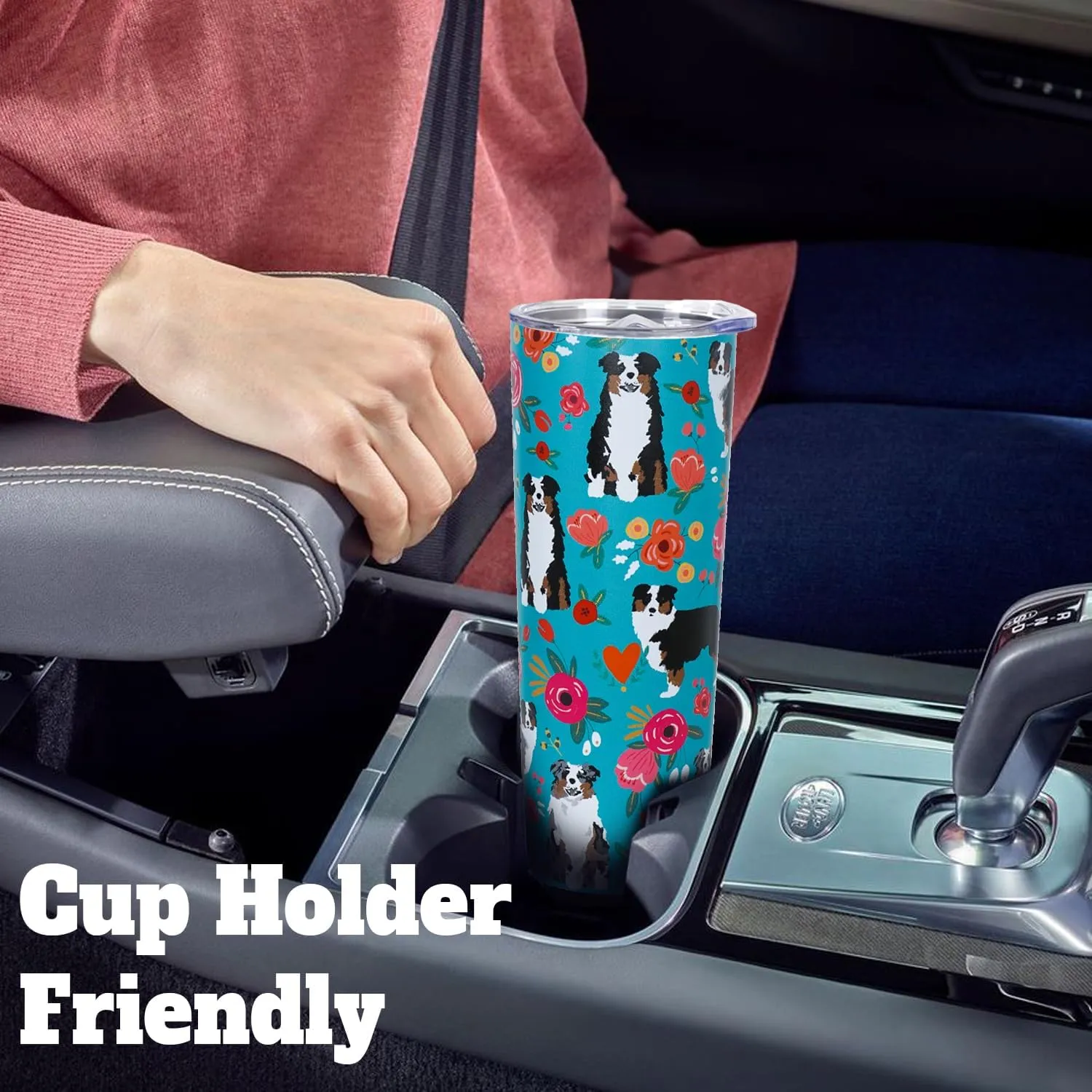Australian Shepherd Gifts for Women Cute Dog Tumbler Coffee Cup for Women Australian Shepherd Travel Mug 20 Oz Stainless Steel Insulated Water Bottle With Lid and Straw