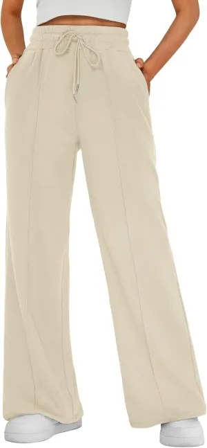 AUTOMET Womens Wide Leg Sweatpants High Waisted Baggy Pants Drawstring Athletic Joggers