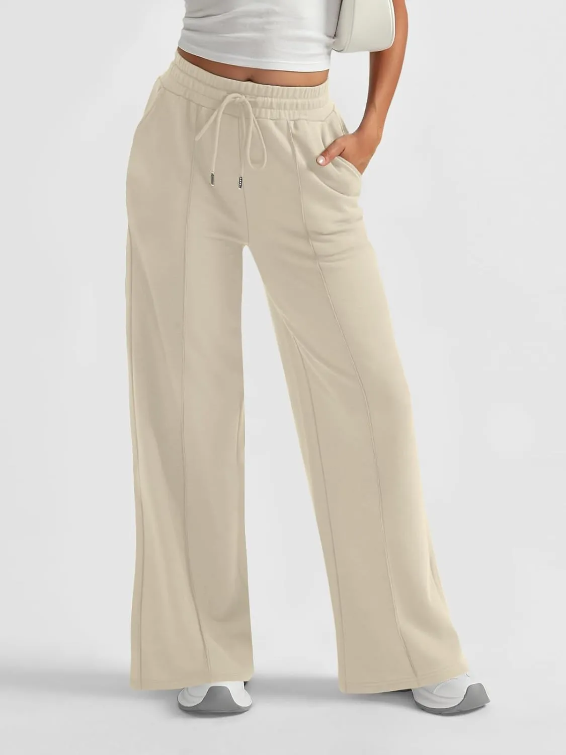 AUTOMET Womens Wide Leg Sweatpants High Waisted Baggy Pants Drawstring Athletic Joggers