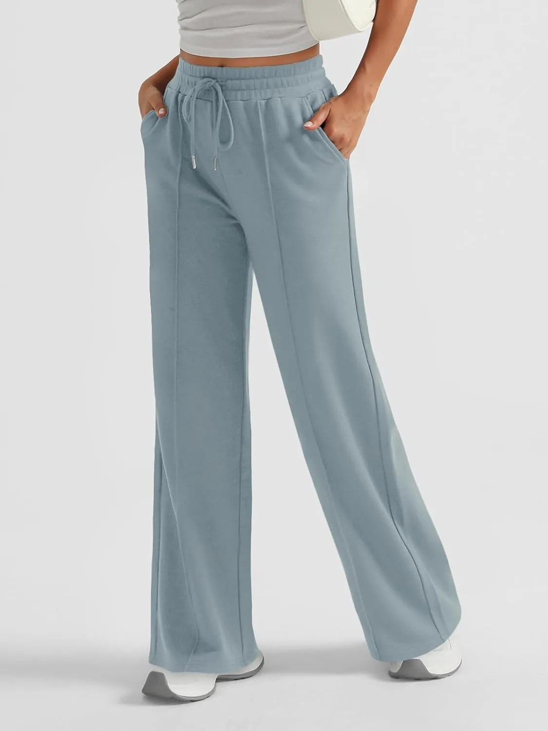 AUTOMET Womens Wide Leg Sweatpants High Waisted Baggy Pants Drawstring Athletic Joggers