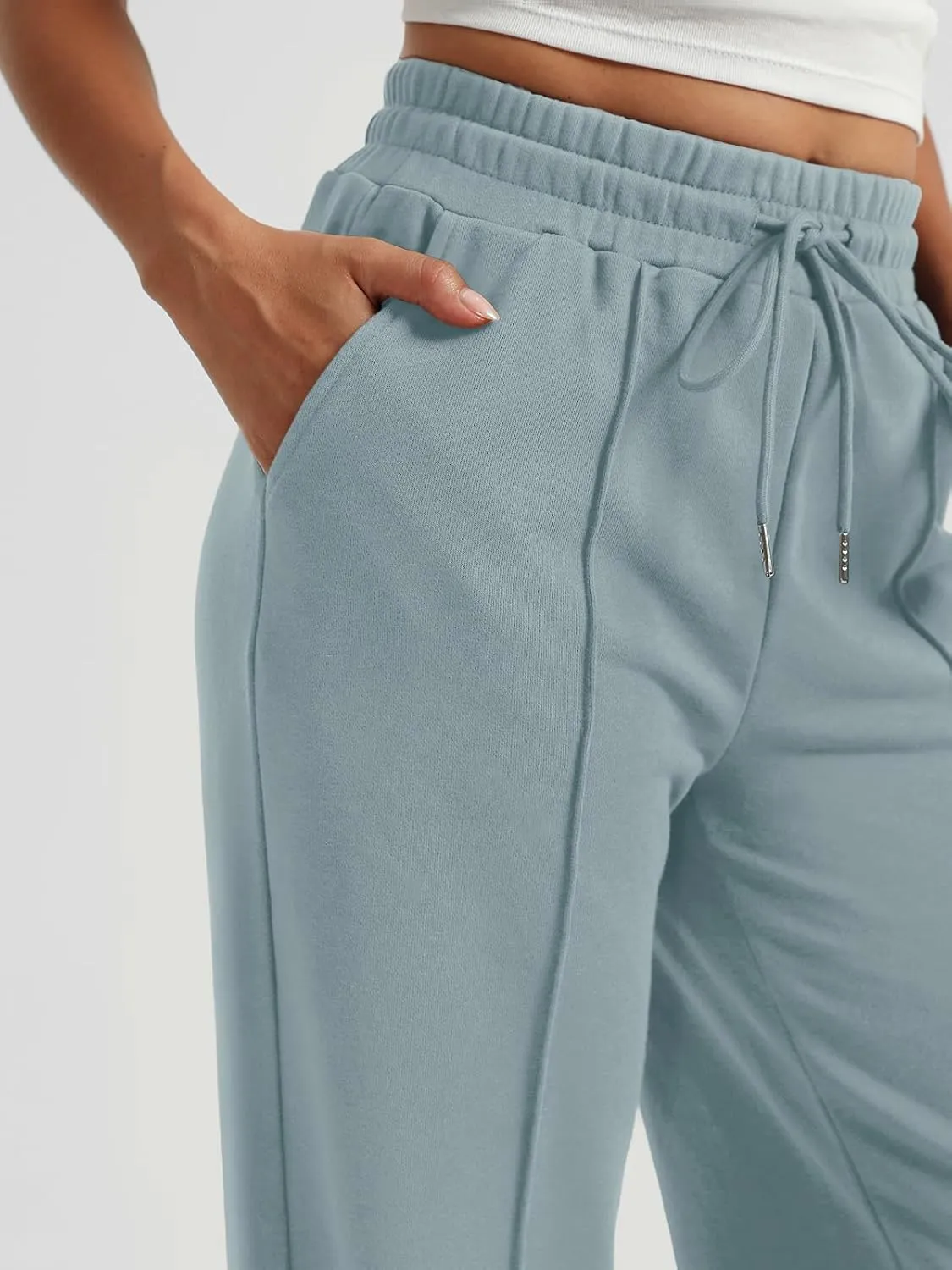 AUTOMET Womens Wide Leg Sweatpants High Waisted Baggy Pants Drawstring Athletic Joggers