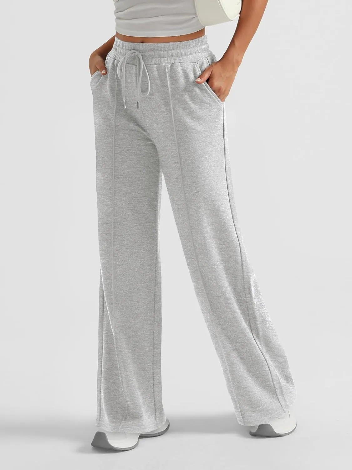 AUTOMET Womens Wide Leg Sweatpants High Waisted Baggy Pants Drawstring Athletic Joggers
