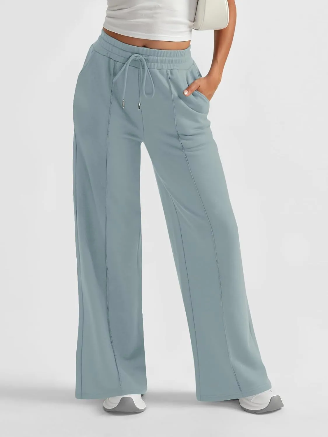AUTOMET Womens Wide Leg Sweatpants High Waisted Baggy Pants Drawstring Athletic Joggers
