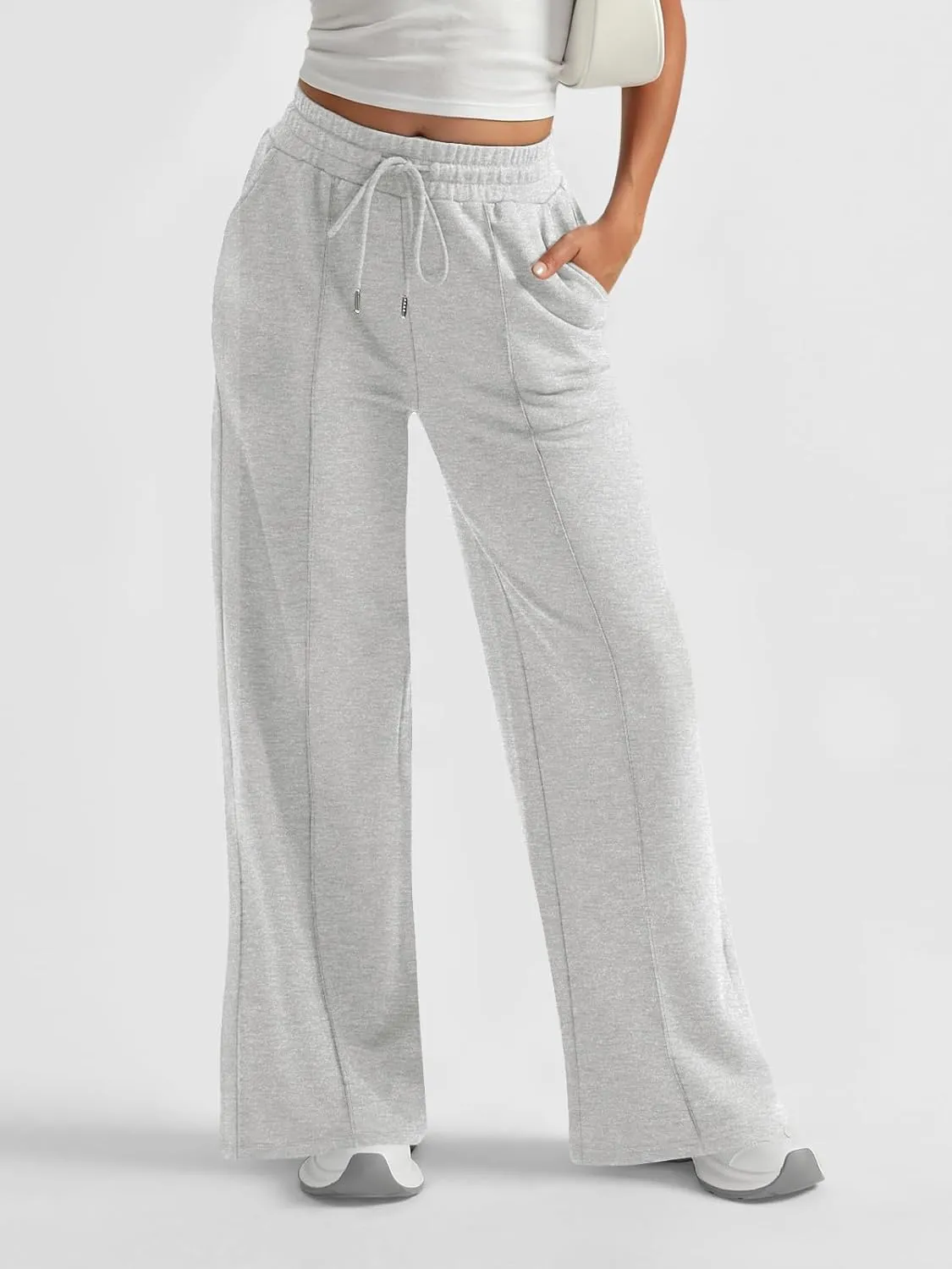 AUTOMET Womens Wide Leg Sweatpants High Waisted Baggy Pants Drawstring Athletic Joggers