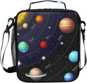 AUUXVA Lunch Bag Box Universe Galaxy Solar System Lunchbox Zipper Insulated Cooler Ice Pack Tote Bag with Shoulder Strap for Women Men Male Female