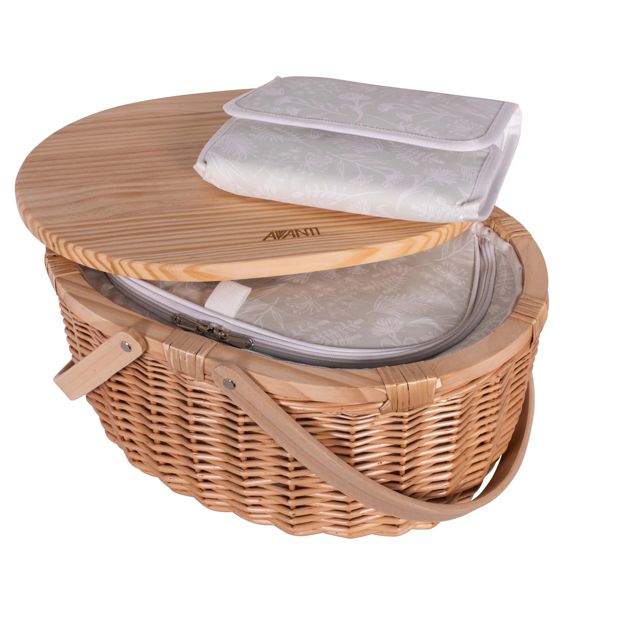 AVANTI 2 Person Pinewood Top Insulated Picnic Basket