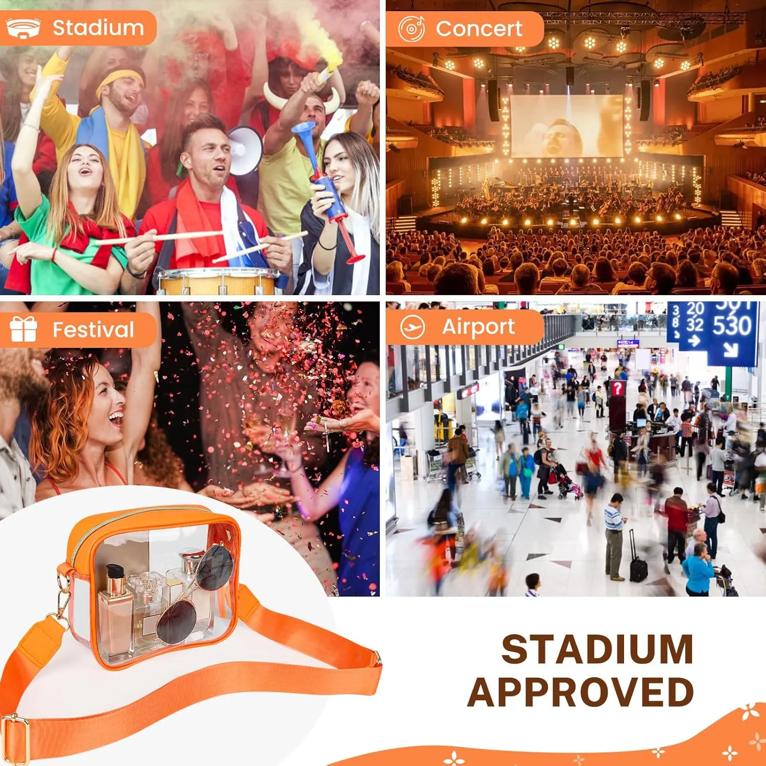 Aveniee Clear Bag Stadium Approved, Clear Purses for Women, Crossbody Bag for Concerts with Adjustable Strap