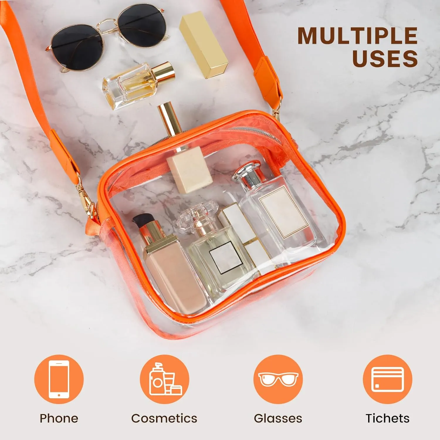 Aveniee Clear Bag Stadium Approved, Clear Purses for Women, Crossbody Bag for Concerts with Adjustable Strap