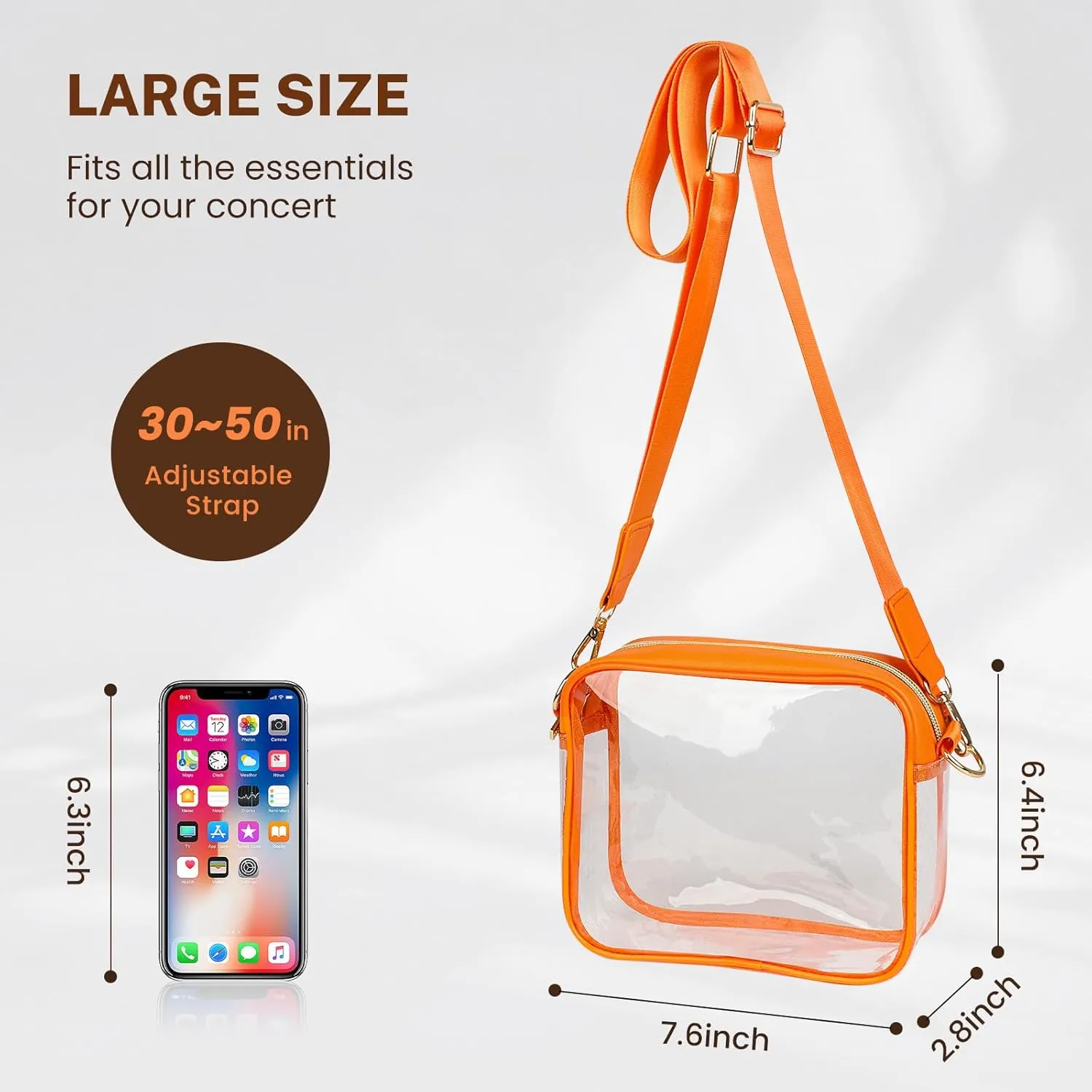 Aveniee Clear Bag Stadium Approved, Clear Purses for Women, Crossbody Bag for Concerts with Adjustable Strap