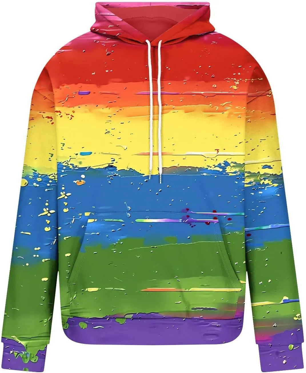 Aymnlox Mens 2024 Fashion Sweatshirts Color Block Long Sleeve Hooded Sweatshirt Loose Drawstring Soft Fit Casual Pullovers