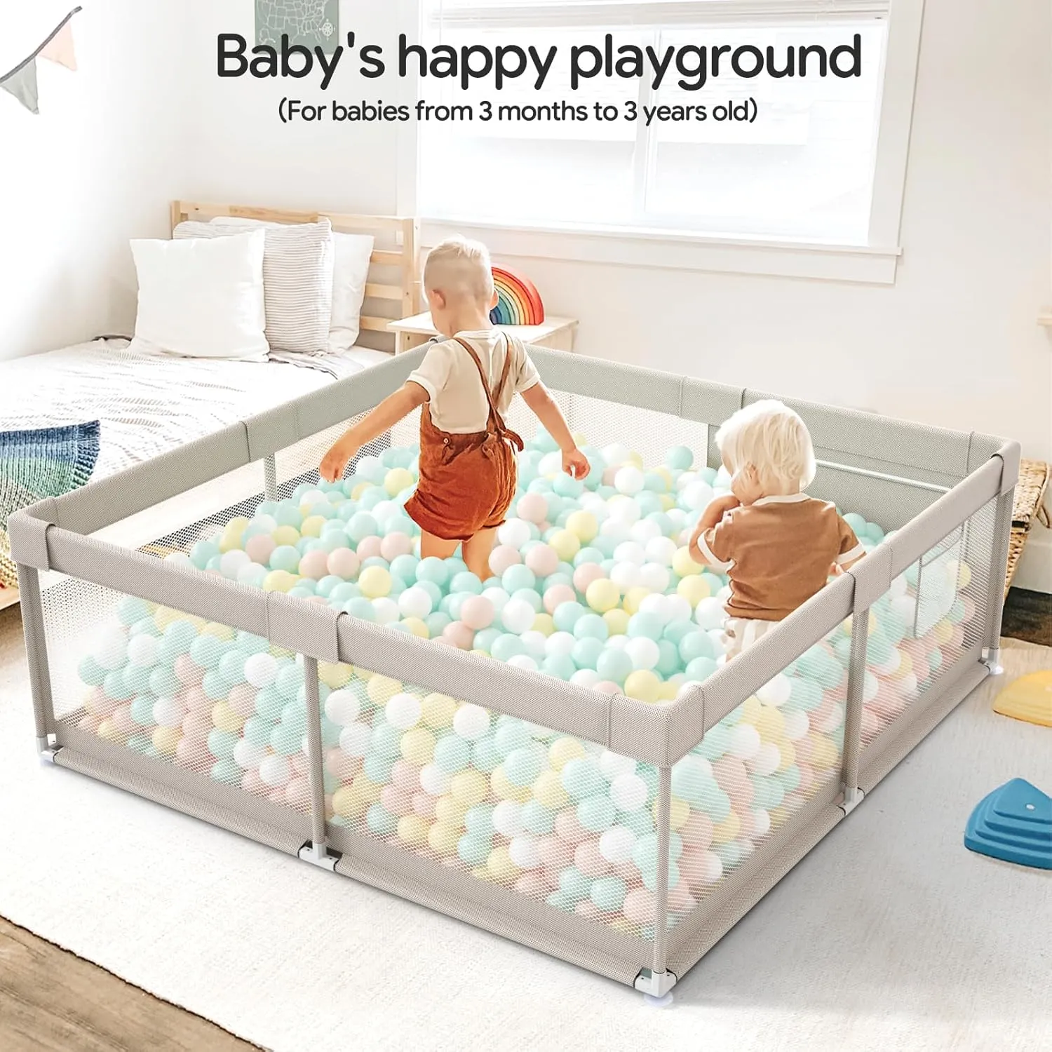 Baby Playpen with Mat, 71x59inch Playpen for Babies and Toddlers, Kids Play Pen, Extra Large Baby Playpen,Baby Fence,Big Playpen for Infants with Gate,Playard for Baby