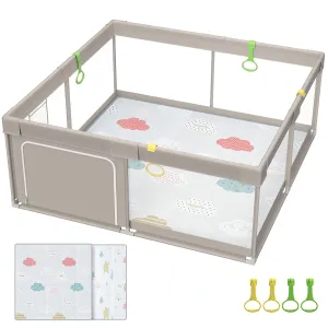 Baby Playpen with Mat, 71x59inch Playpen for Babies and Toddlers, Kids Play Pen, Extra Large Baby Playpen,Baby Fence,Big Playpen for Infants with Gate,Playard for Baby